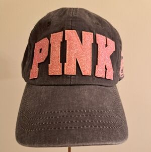 NEW Gray Denim Sparkle Letters Unicorn Ball Cap W/Adjustible Strap By PINK&BLUE